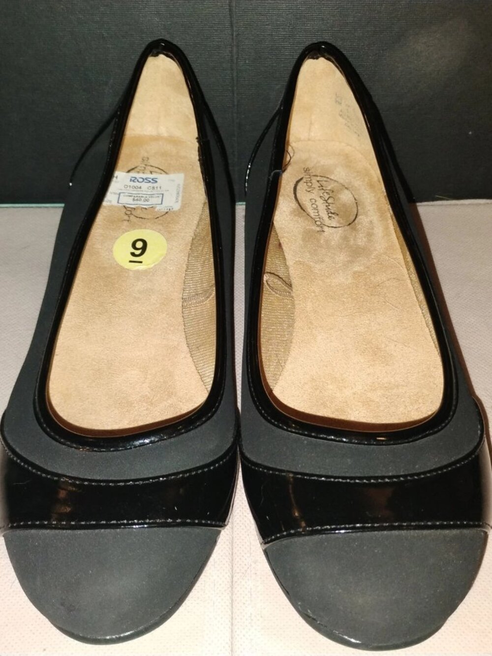 LIFE STRIDE Comfort Black Patent Slip On Shoes Womens Size 8M